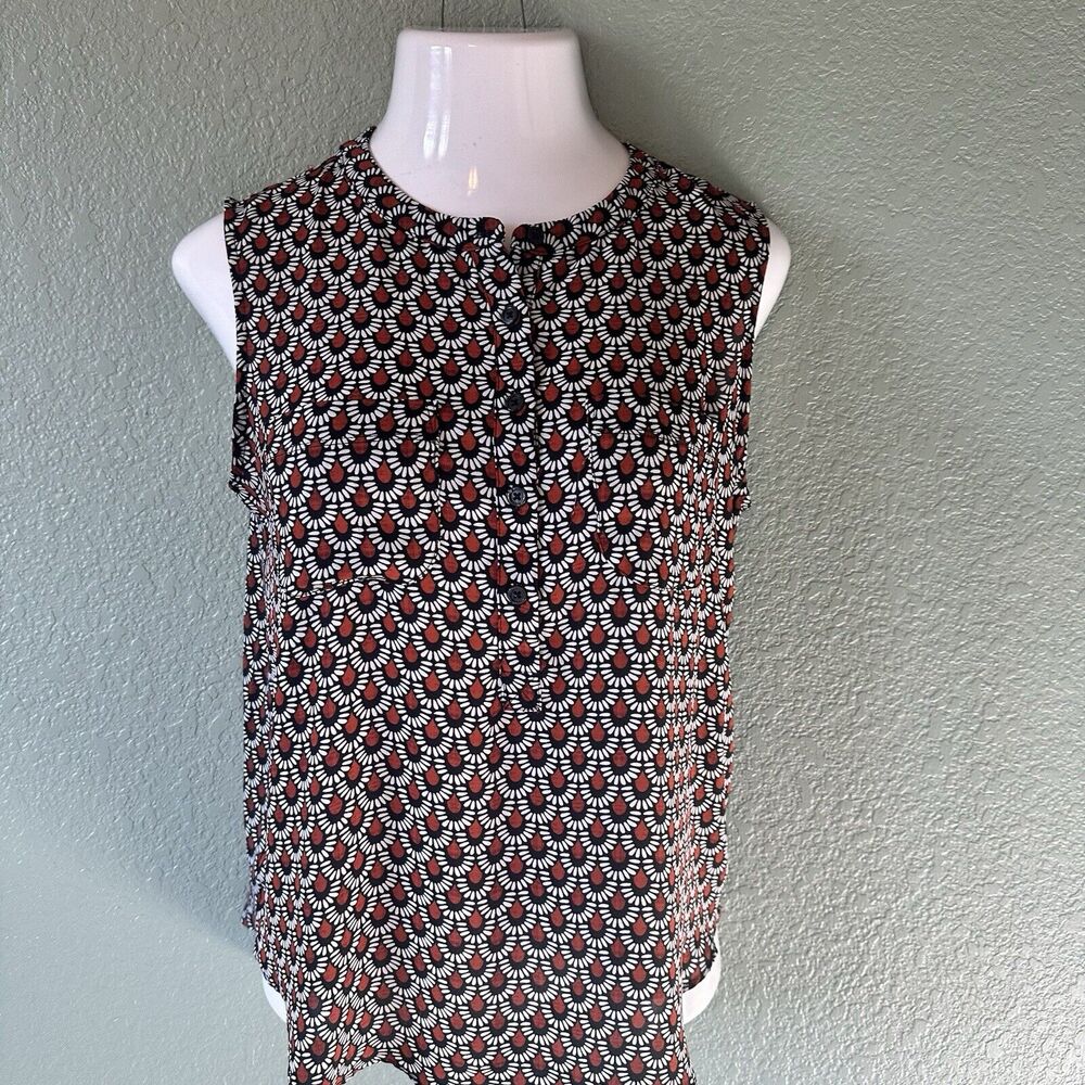 LOFT Women’s Sleeveless Cami Blouse M Pattern Black